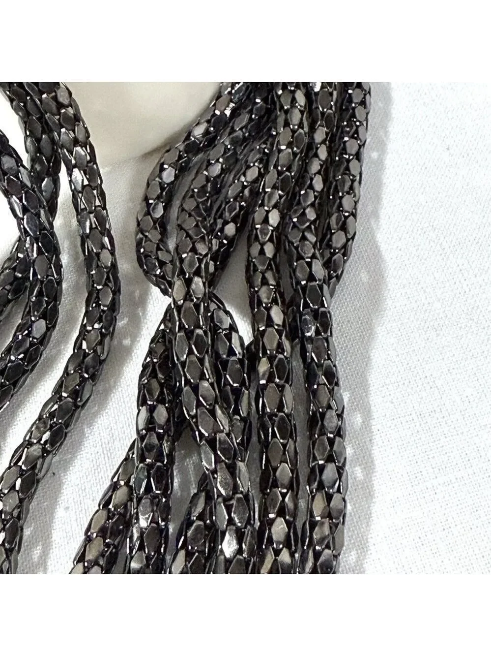 Vintage Gunmetal Crystal Multistrand Necklace 90s